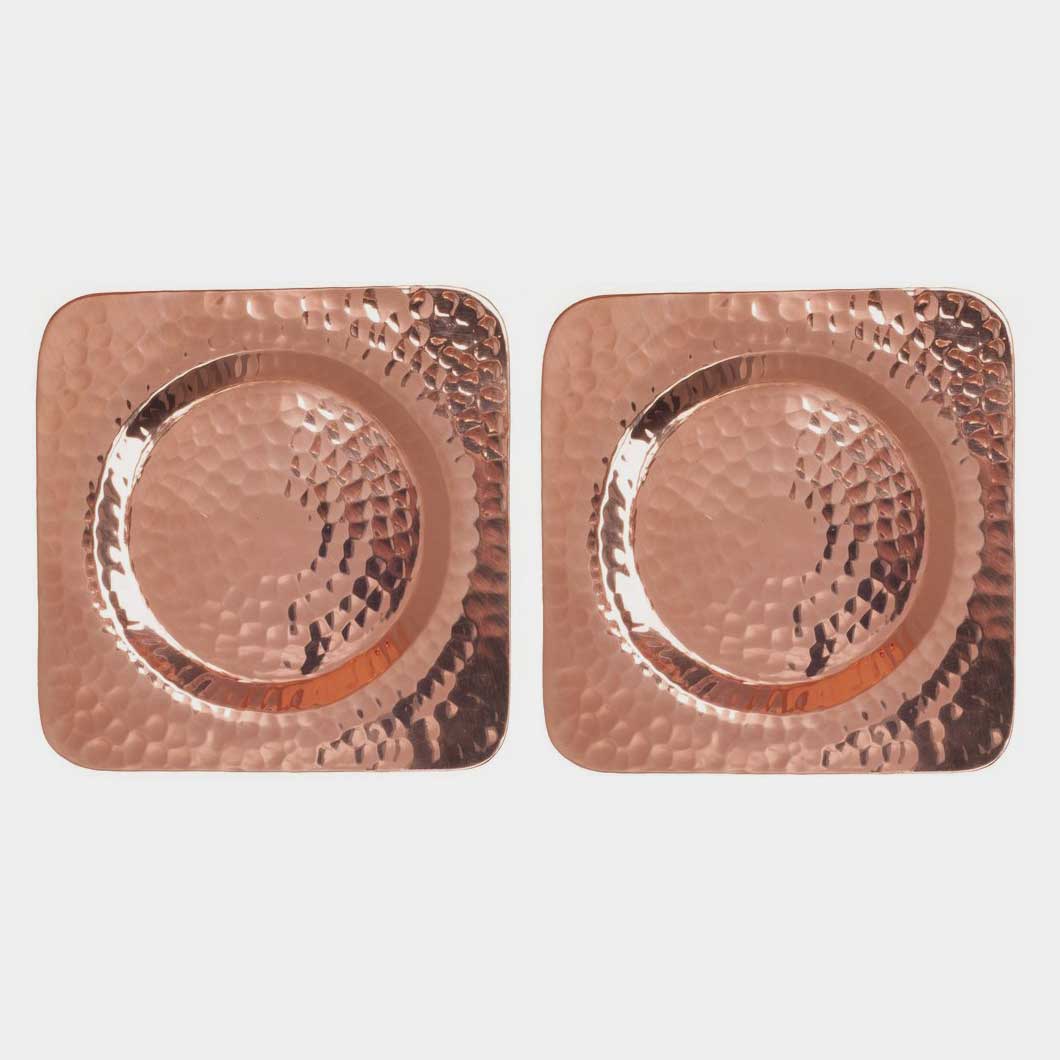 Hammered Copper Square Coasters | Bevvy Shop