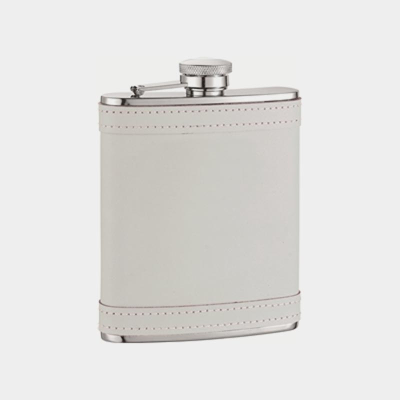Stitched White Leather Flask | Bevvy Shop